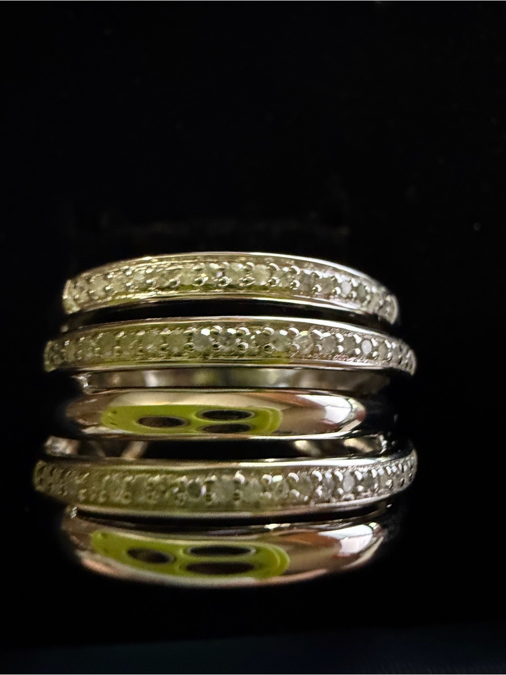 Elegant Multi-Band Silver diamond Ring - Silver size 7  CTW .25